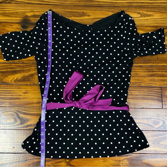 White House Black Market Polka Dot Belted Top - Picture 6 of 9